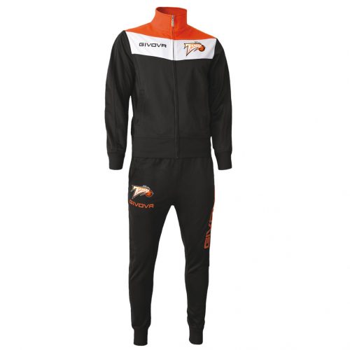 Worthing Thunder Givova Campo Fluo Tracksuit Black Orange Fluo White