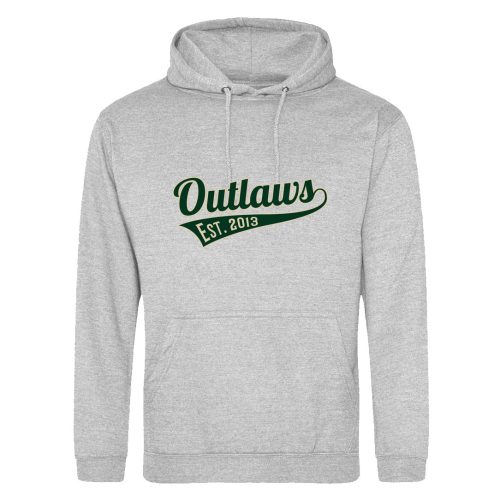 NOIHC Just Hoods College Hoodie Grey Outlaws Text Logo Centre