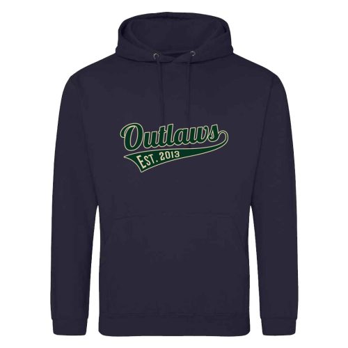 NOIHC Just Hoods College Hoodie Jet Navy Outlaws Text Logo Centre