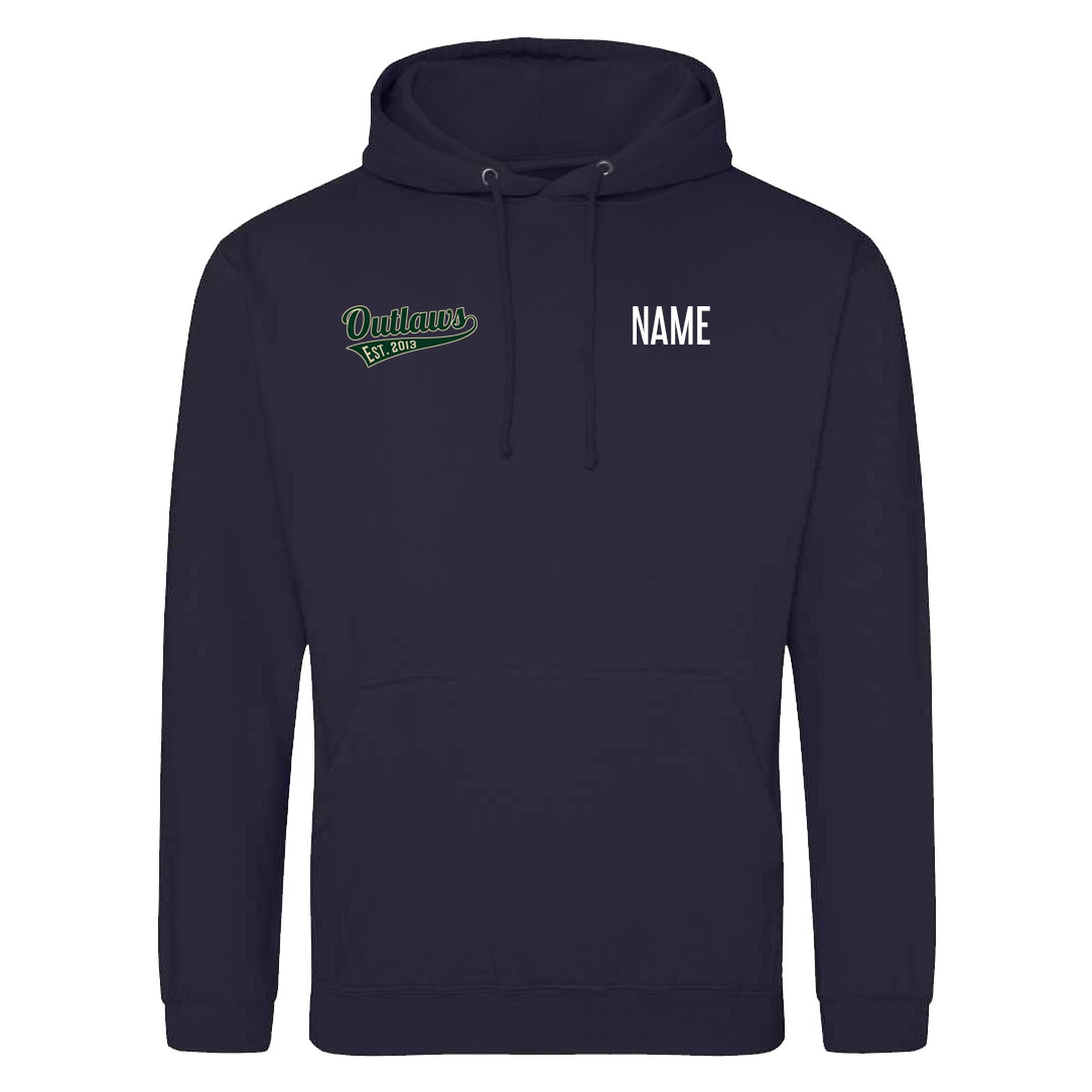 NOIHC Just Hoods College Hoodie Jet Navy Outlaws Text Logo Right
