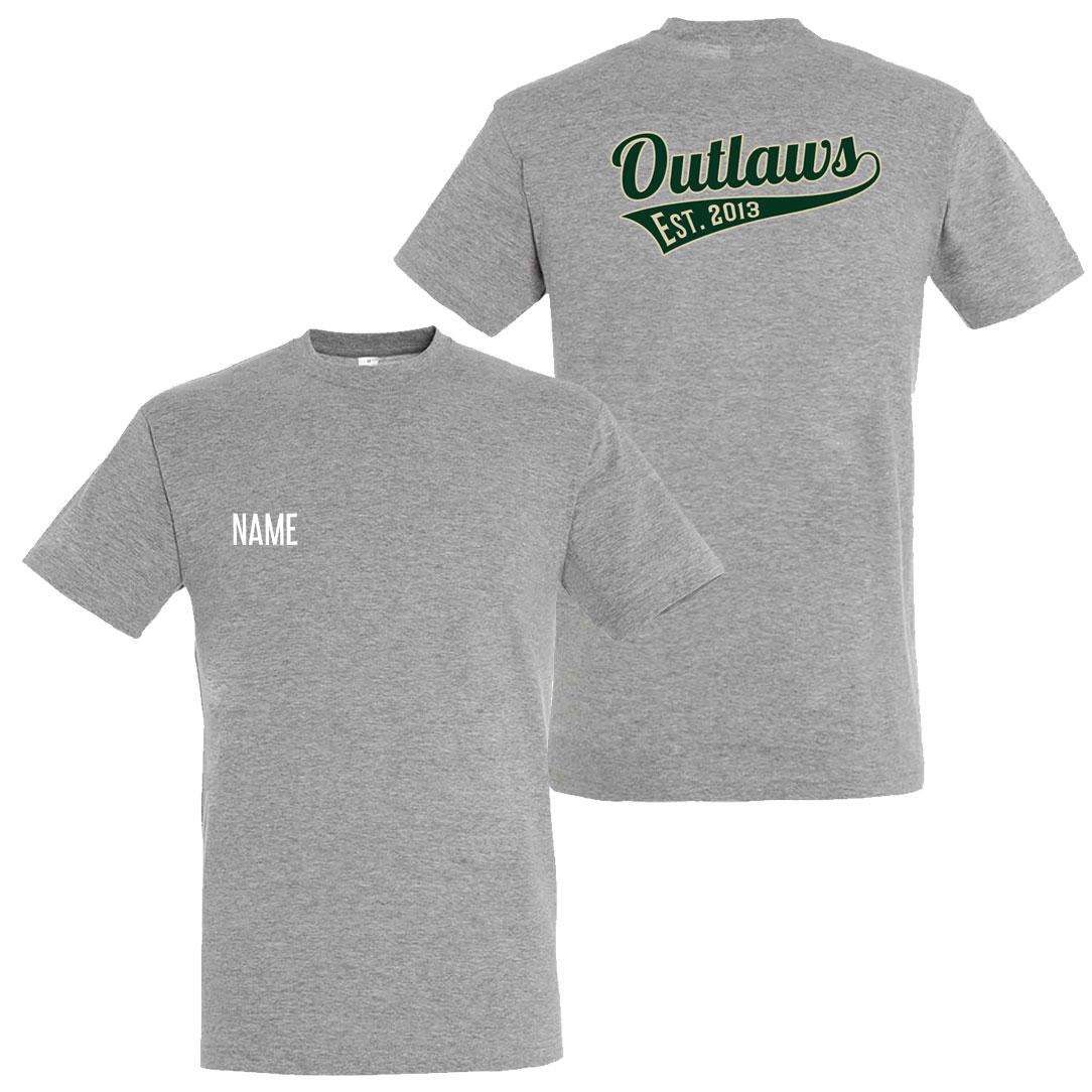 NOIHC Sol Regent T Shirt Grey Marl Text Badge Front Rear